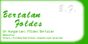 bertalan foldes business card